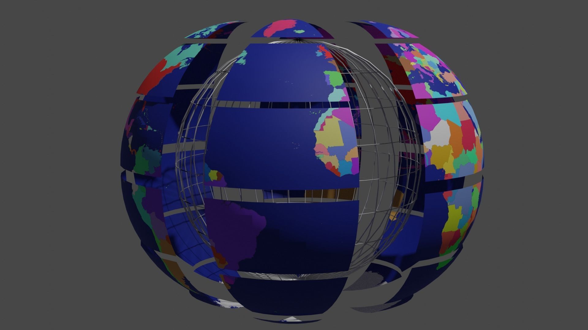 Rotating earth split into 36 segments 3D model_1