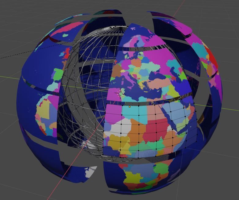 Rotating earth split into 36 segments 3D model_2