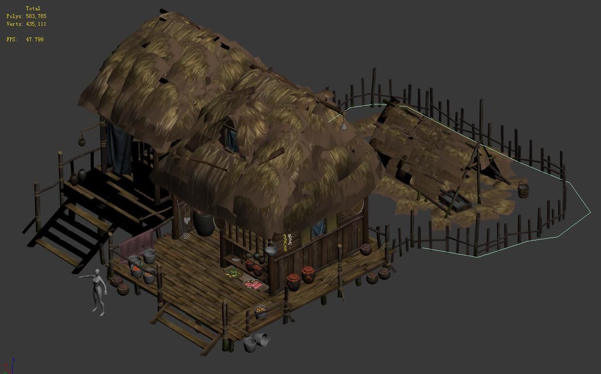 Original village - house 1 3D model_5
