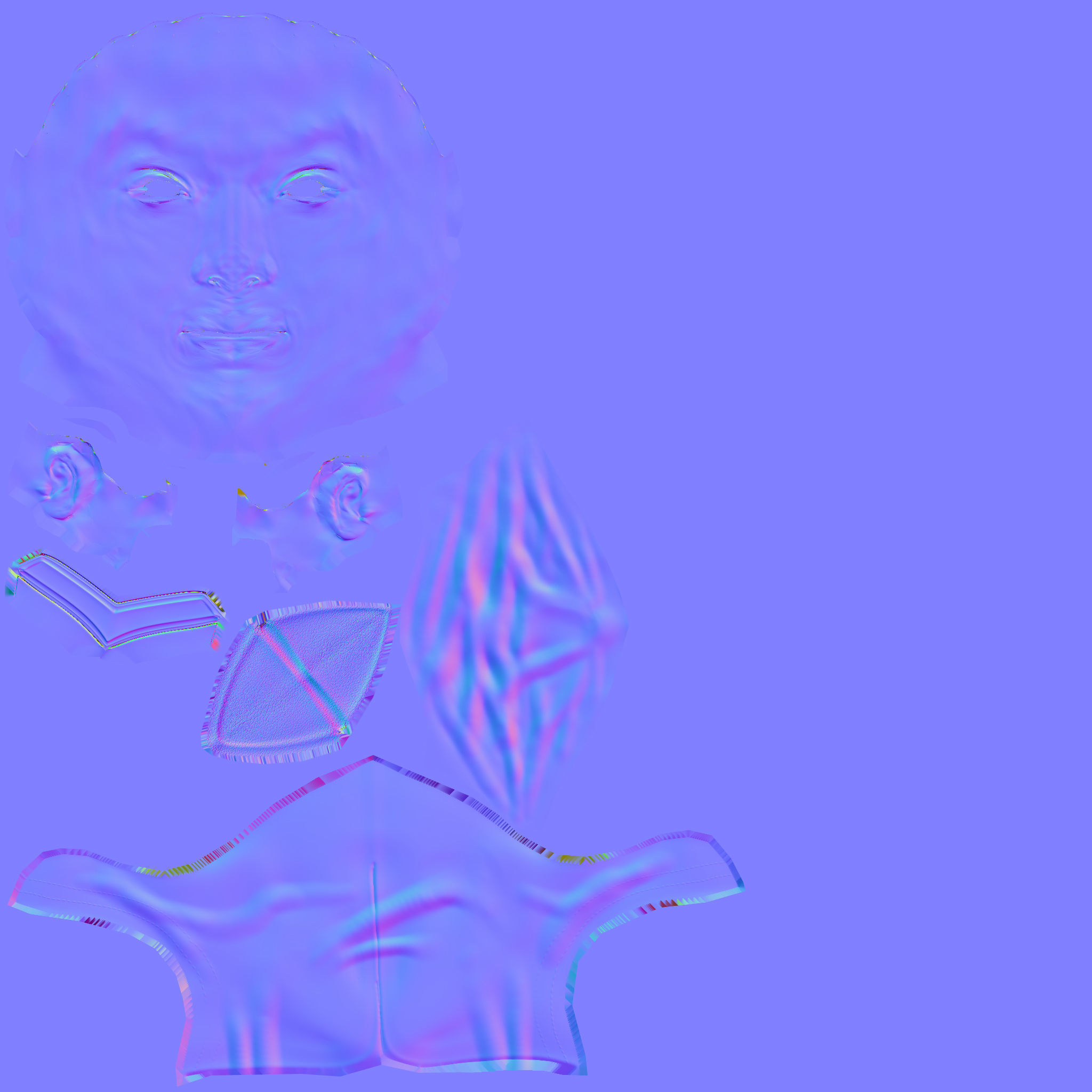 Female Hooded Ninja Full Character Low-poly 3D model_11