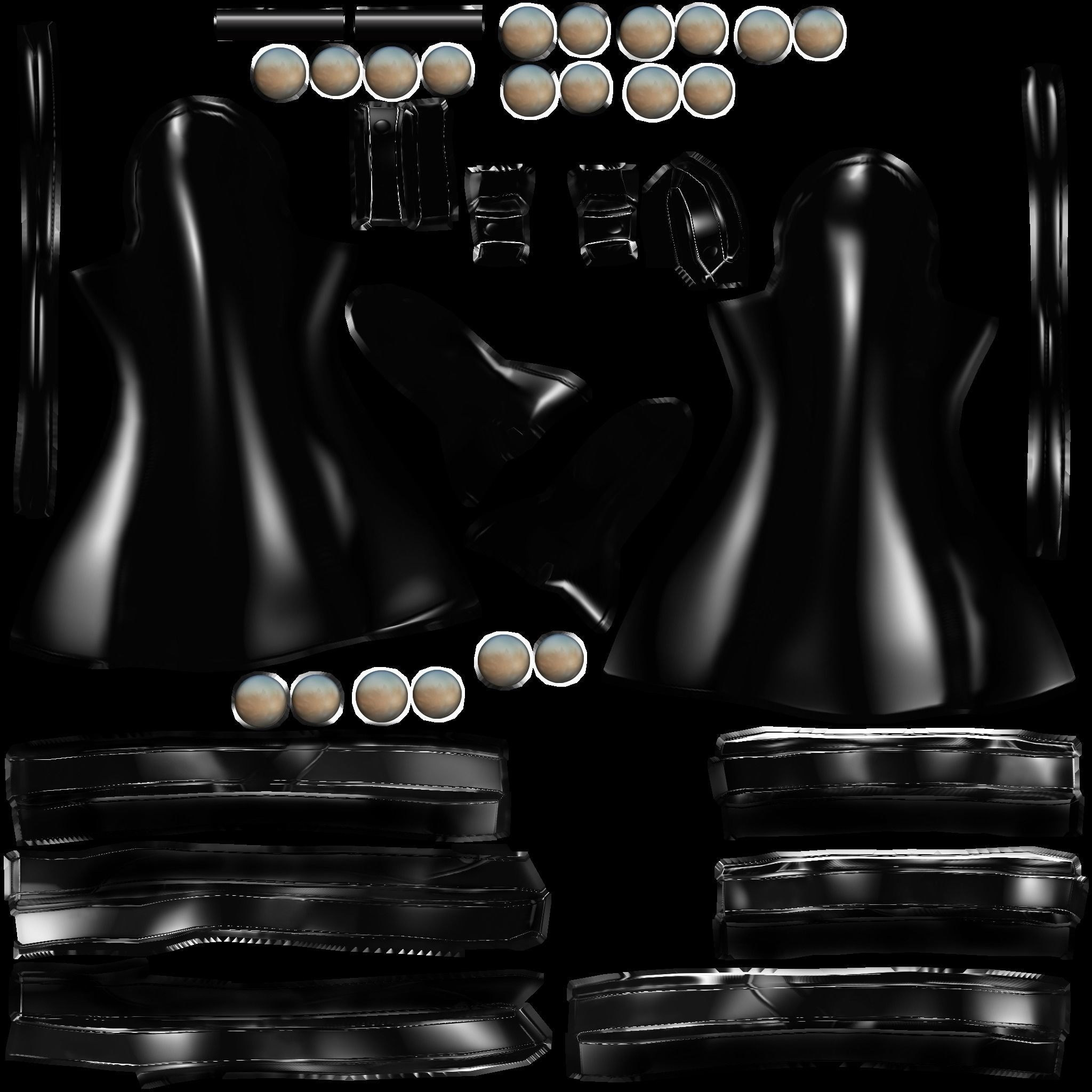 Female Hooded Ninja Full Character Low-poly 3D model_8