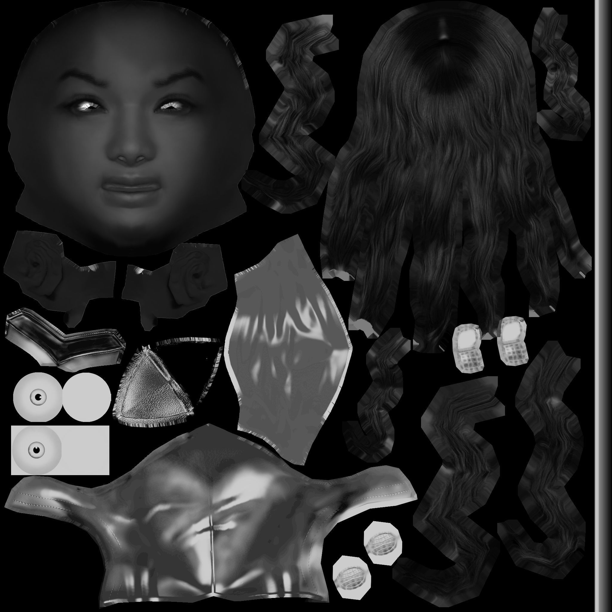 Female Hooded Ninja Full Character Low-poly 3D model_17