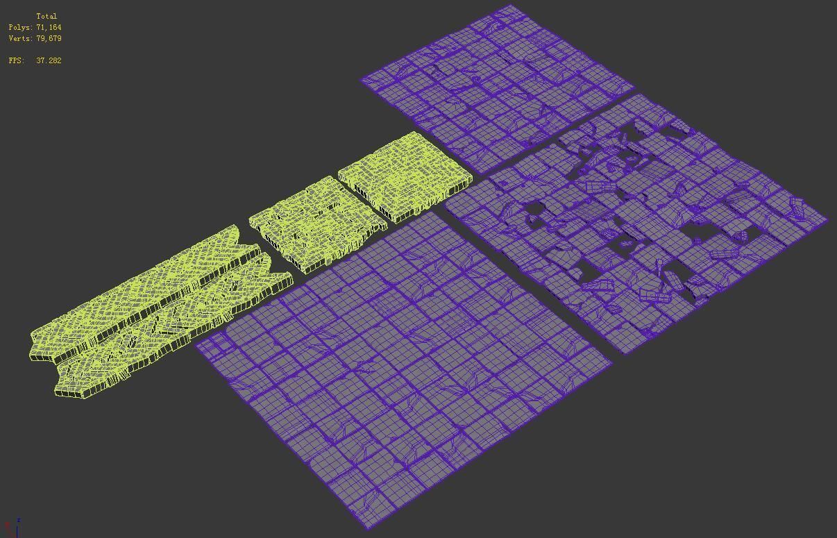 Medium city - brick pavement 3D model_2