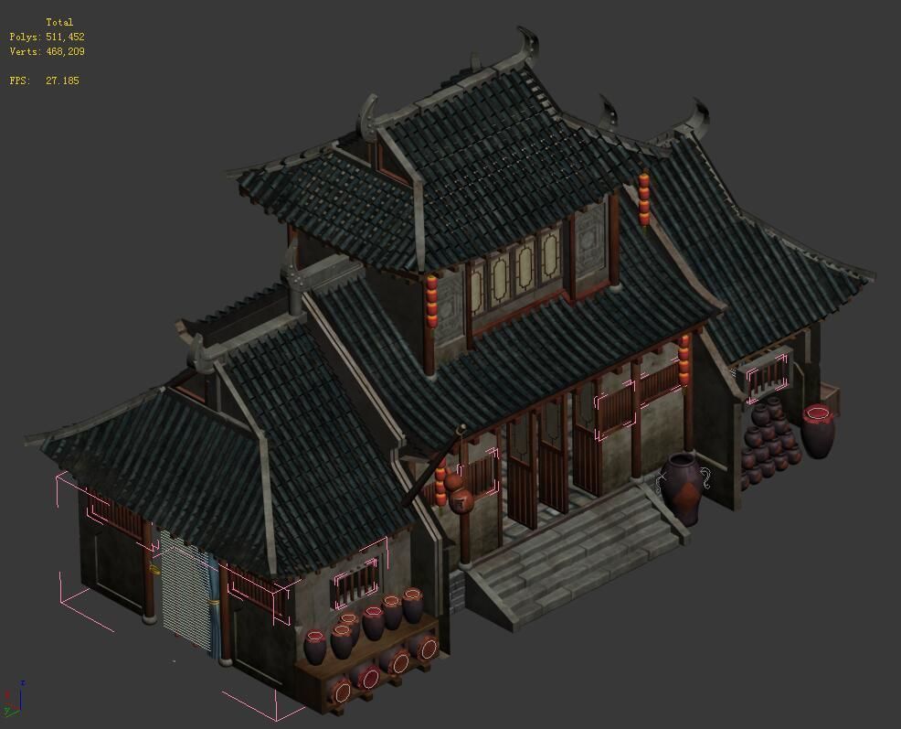 Medium city - wine square 3D model_1