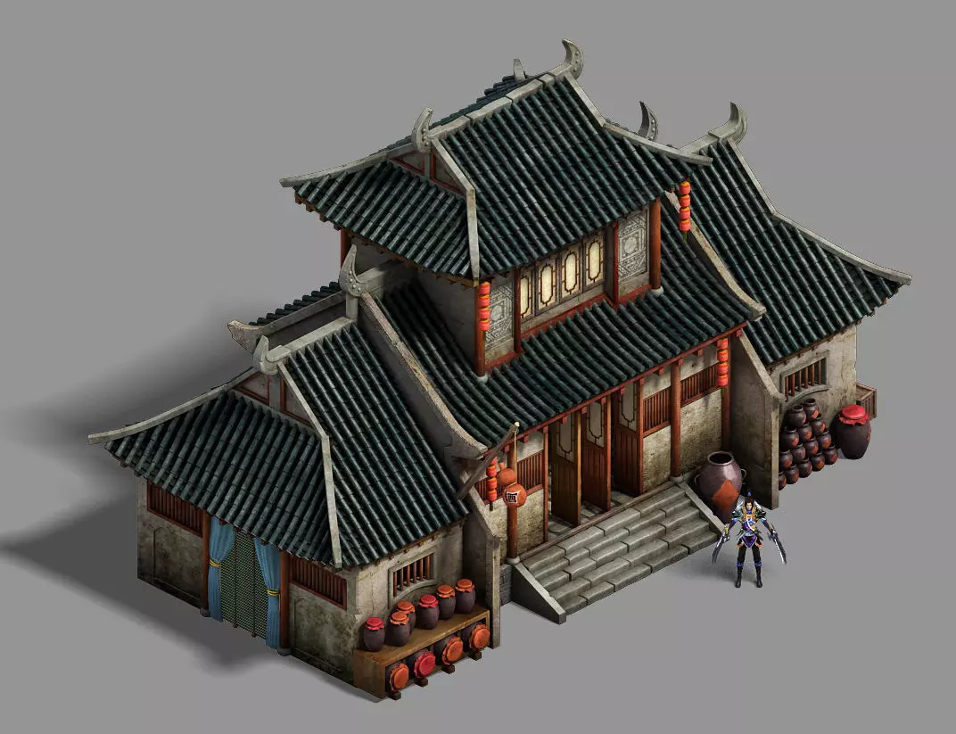 Medium city - wine square 3D model_0