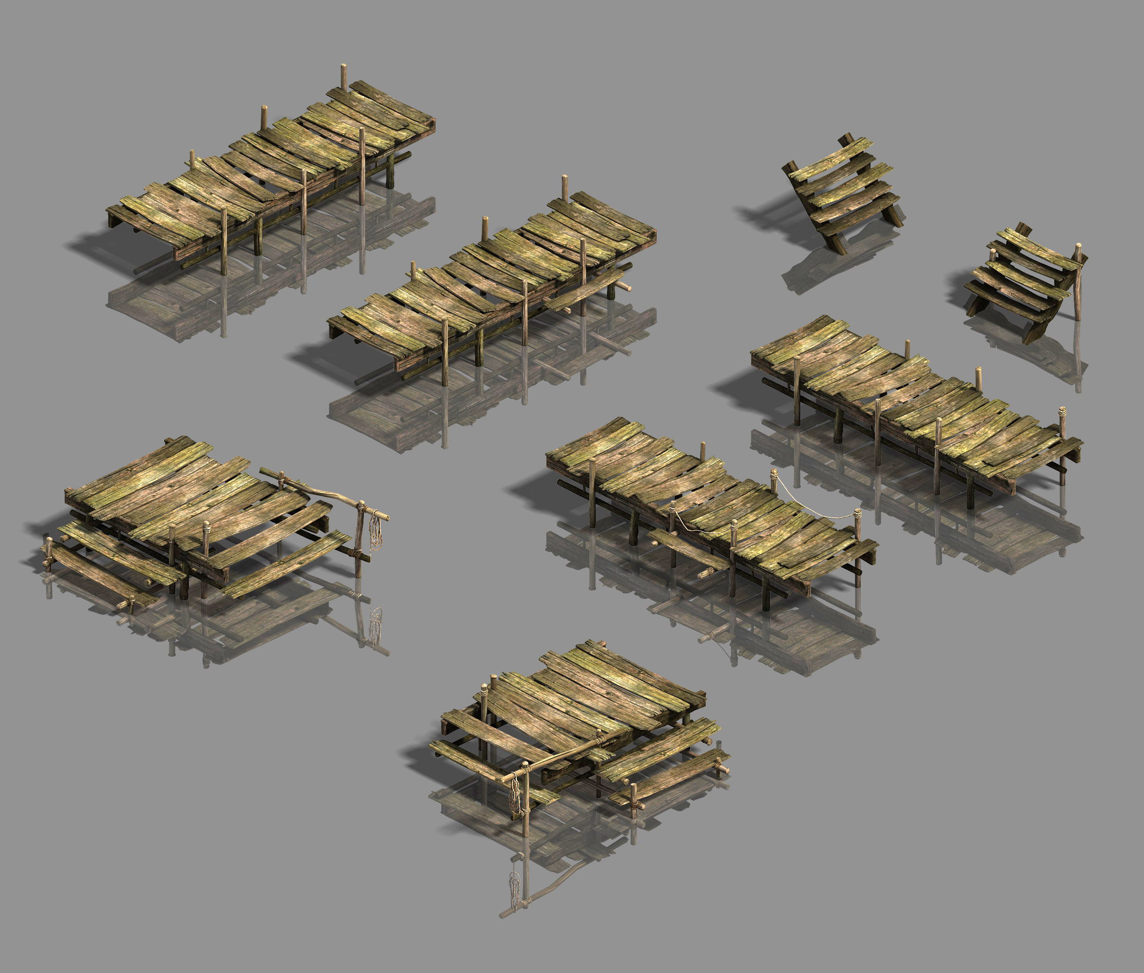 Medium city - wooden bridge 3D model_3