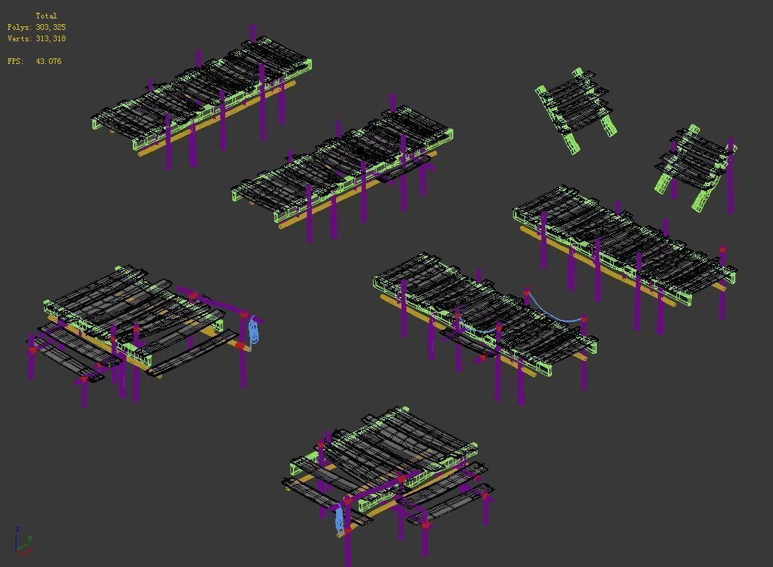 Medium city - wooden bridge 3D model_4