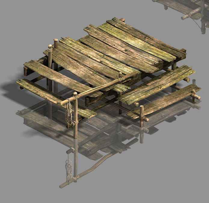 Medium city - wooden bridge 3D model_2