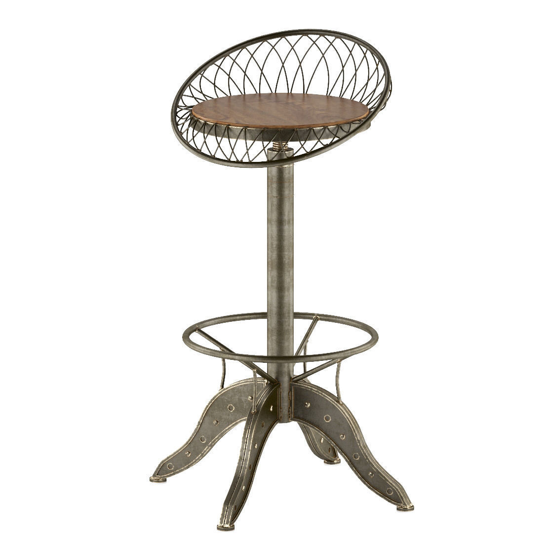 The Aero Industrial Design Steel Bar Stool 3D model_5