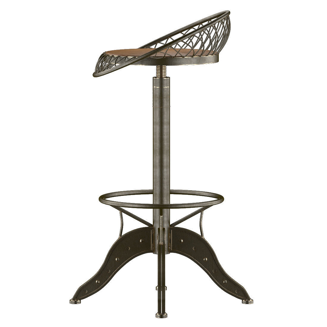 The Aero Industrial Design Steel Bar Stool 3D model_2