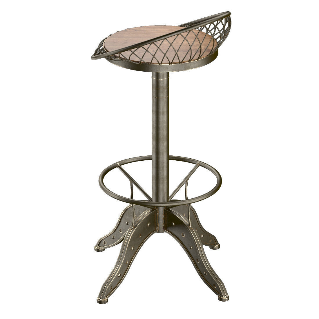 The Aero Industrial Design Steel Bar Stool 3D model_4