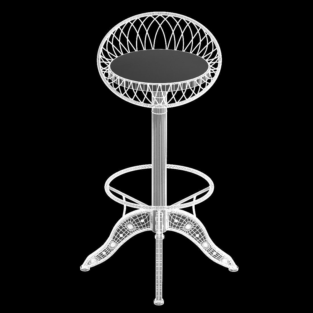 The Aero Industrial Design Steel Bar Stool 3D model_8