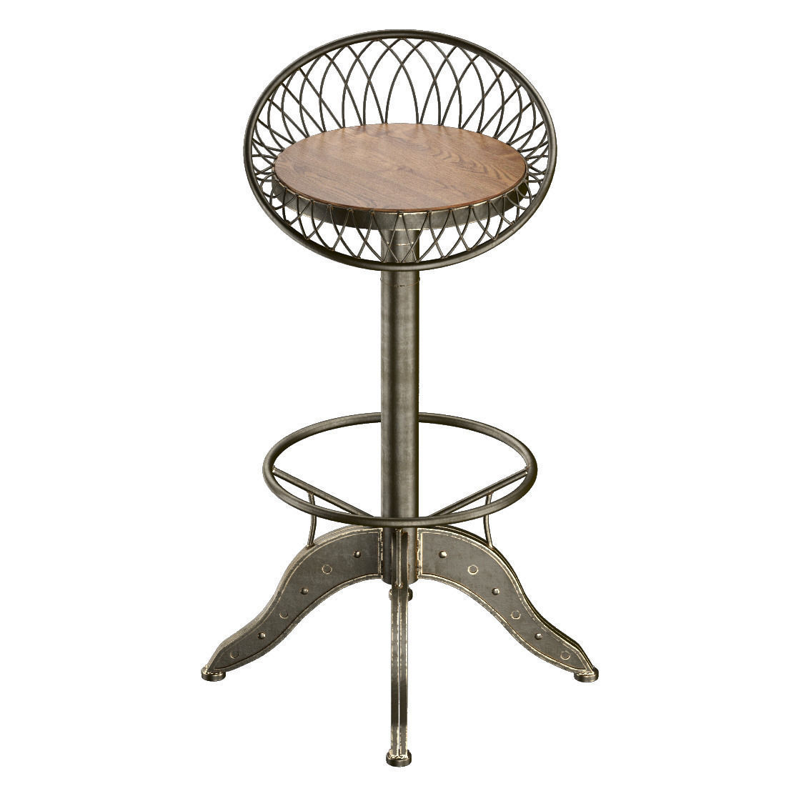 The Aero Industrial Design Steel Bar Stool 3D model_6