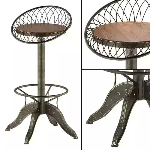 The Aero Industrial Design Steel Bar Stool 3D model