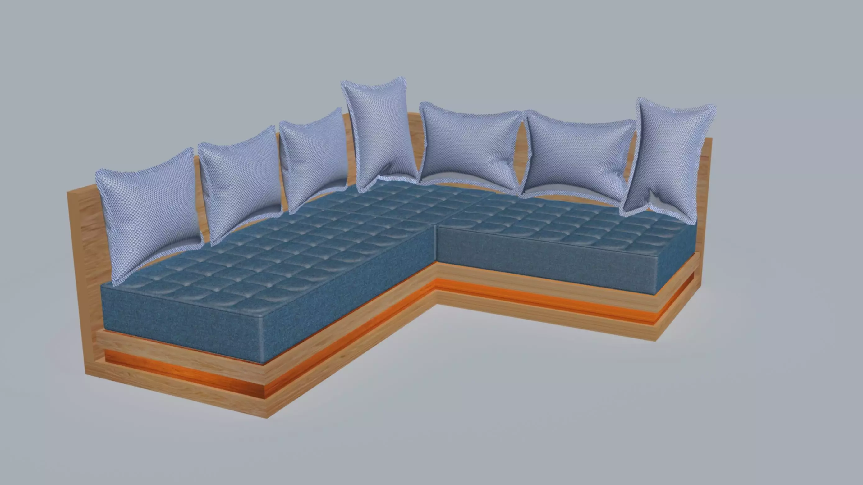 Chesterfield Corner Cotton Sofa 3D model
