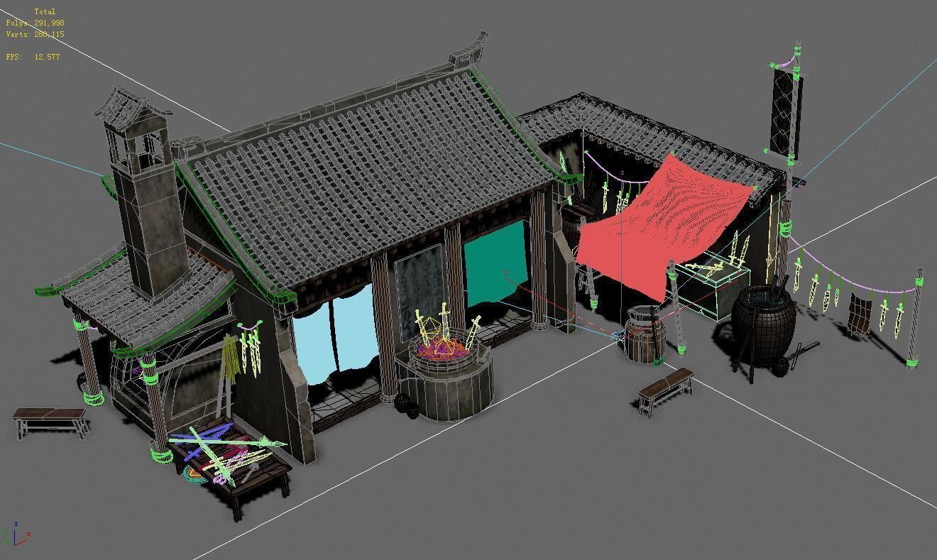 Medium city - blacksmith shop 3D model_4