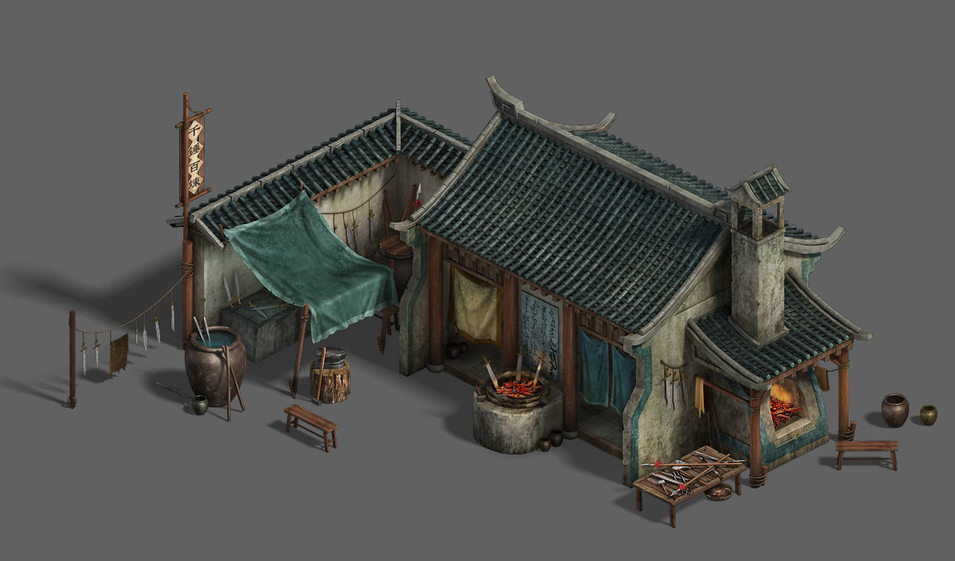 Medium city - blacksmith shop 3D model_1