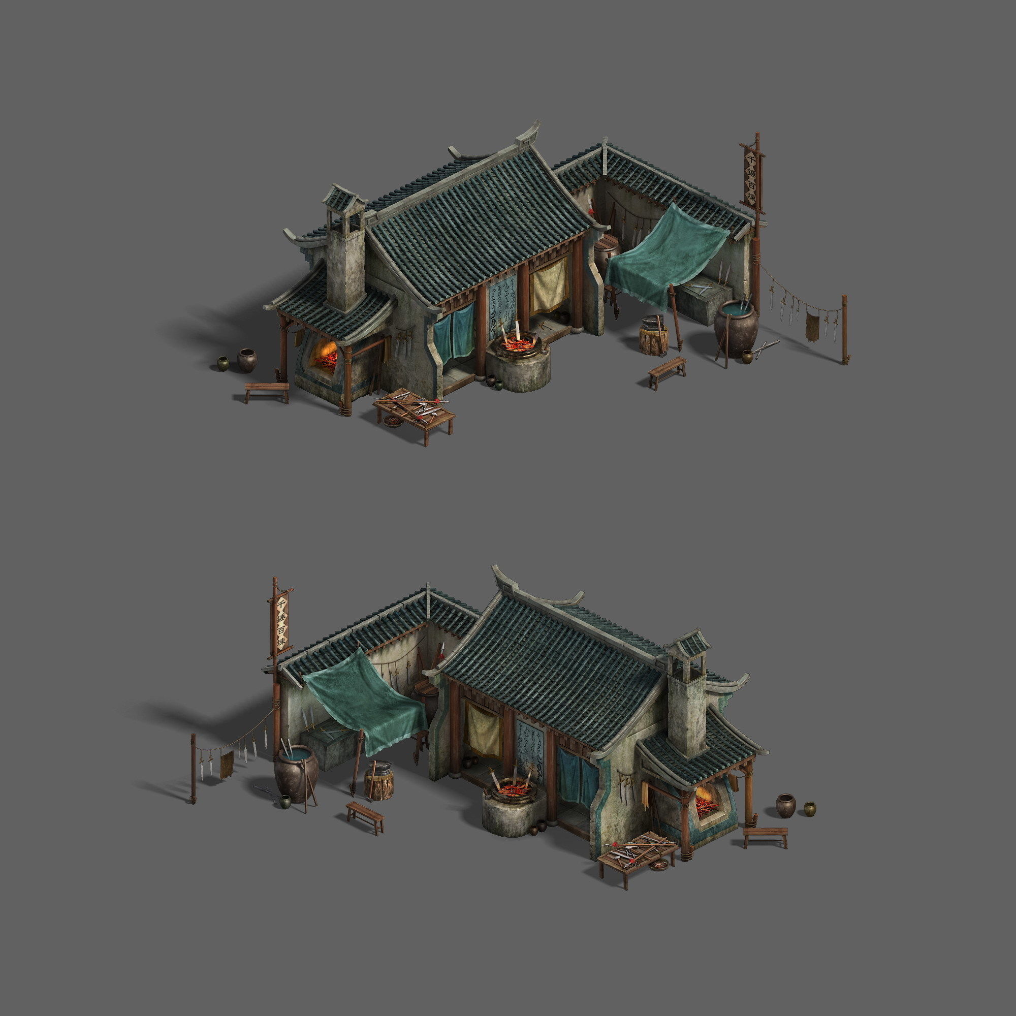 Medium city - blacksmith shop 3D model_2