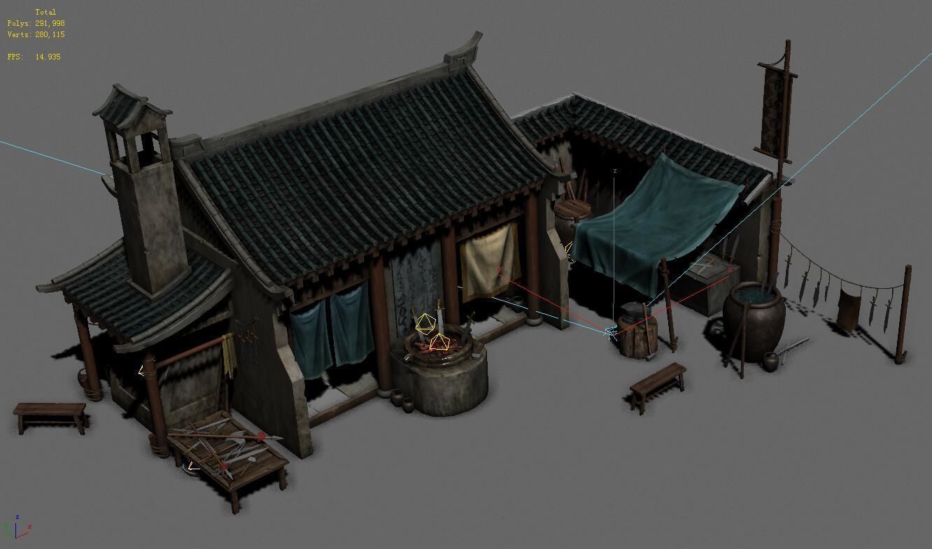 Medium city - blacksmith shop 3D model_3