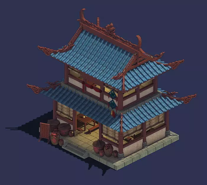 Ancient Chinese City - Pub 01 3D model_0