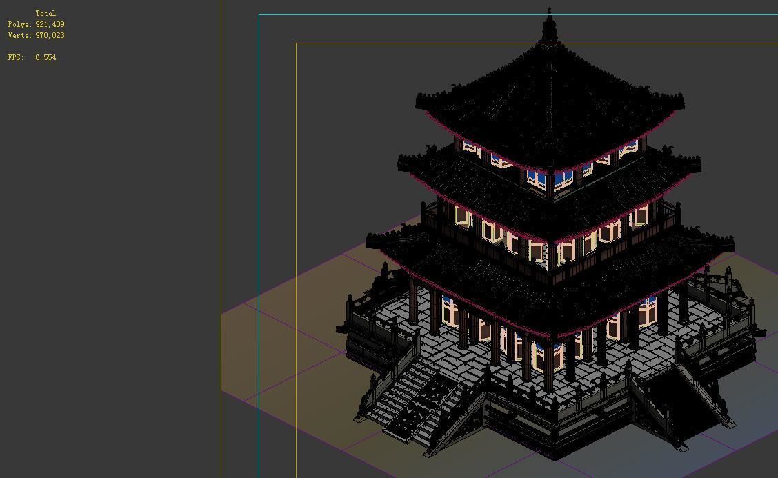 Game Model - Ancient Chinese Tower 3D model_1