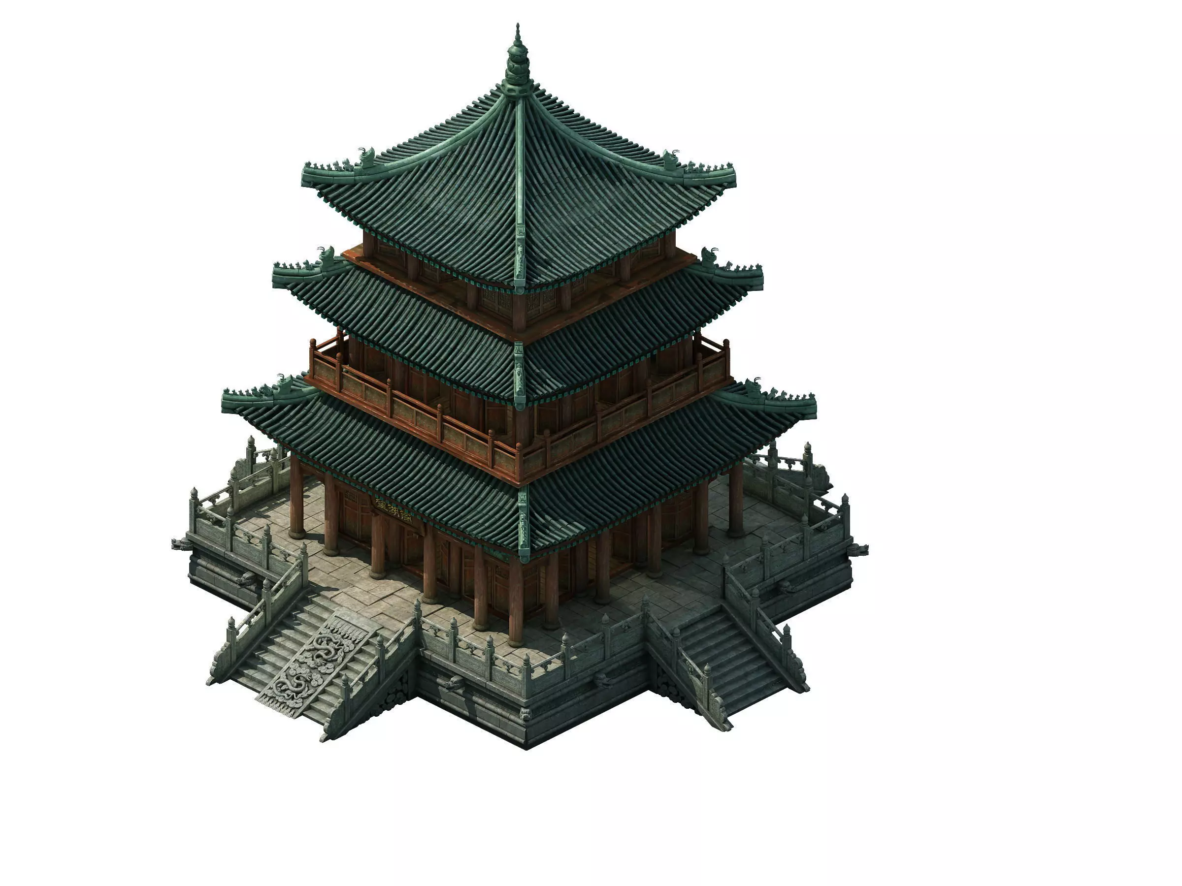 Game Model - Ancient Chinese Tower 3D model_0