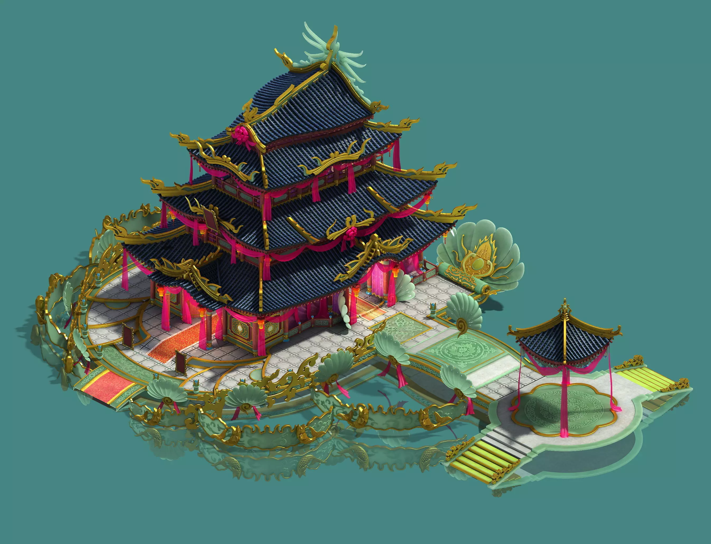 Ancient Chinese - luxury hotel 3D model_0