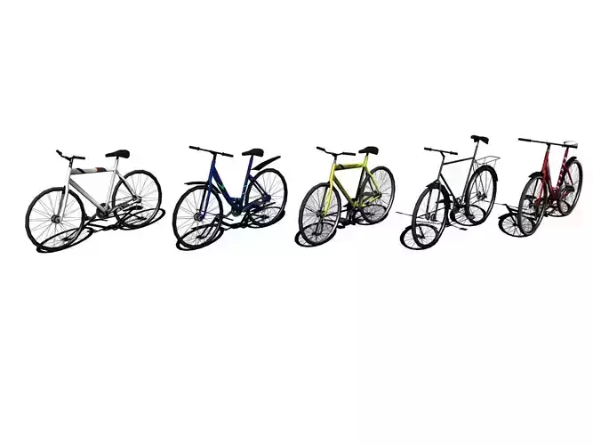 low-poly 3D model bicycles two