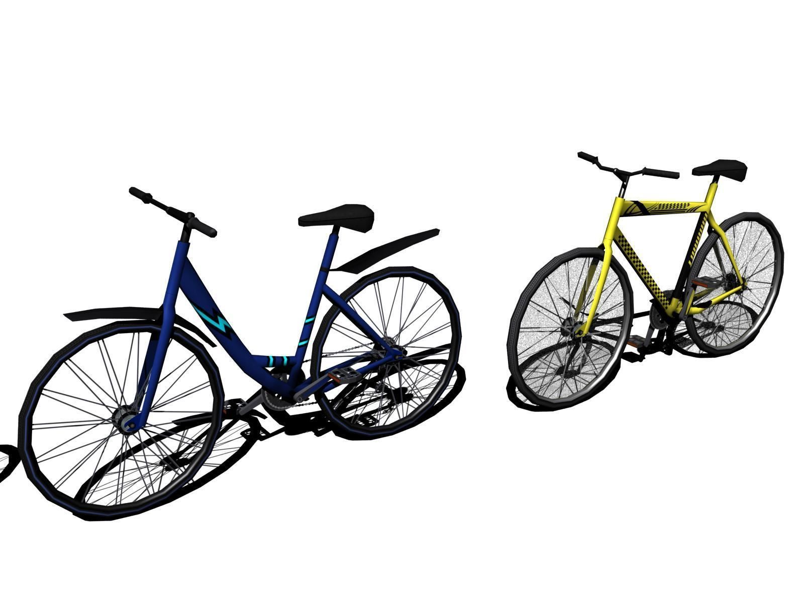 low-poly 3D model bicycles two Low-poly 3D model_2