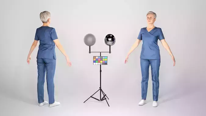Adult surgical nurse ready for animation 127 Low-poly 3D model