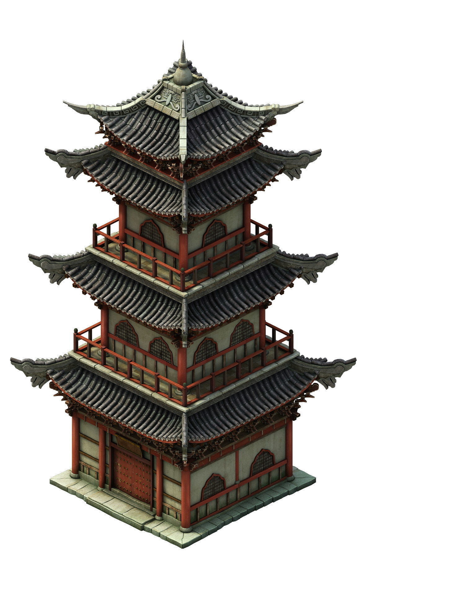 Chinese ancient tower 3D model_2