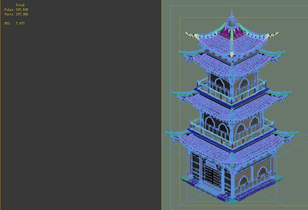 Chinese ancient tower 3D model_1