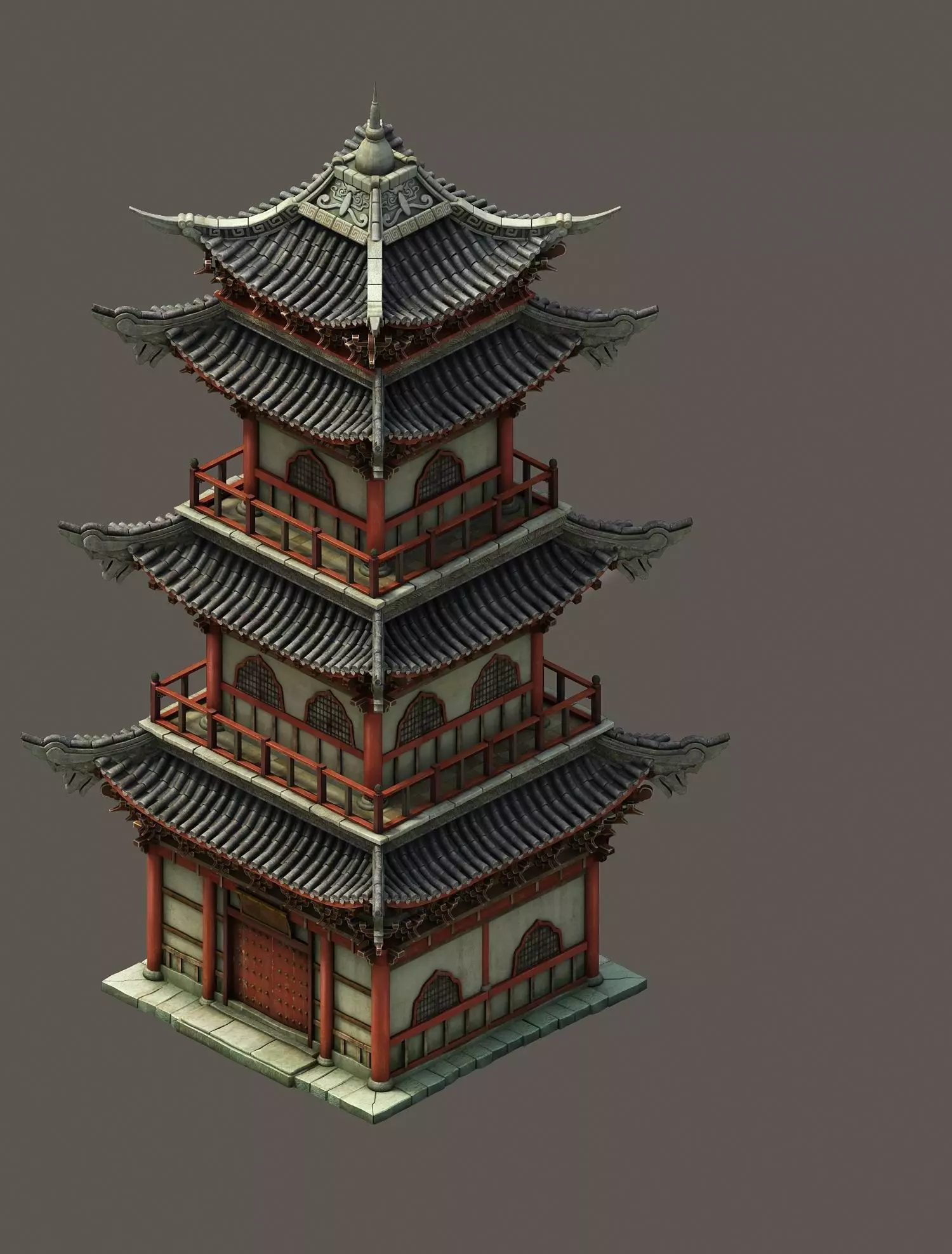 Chinese ancient tower 3D model_0