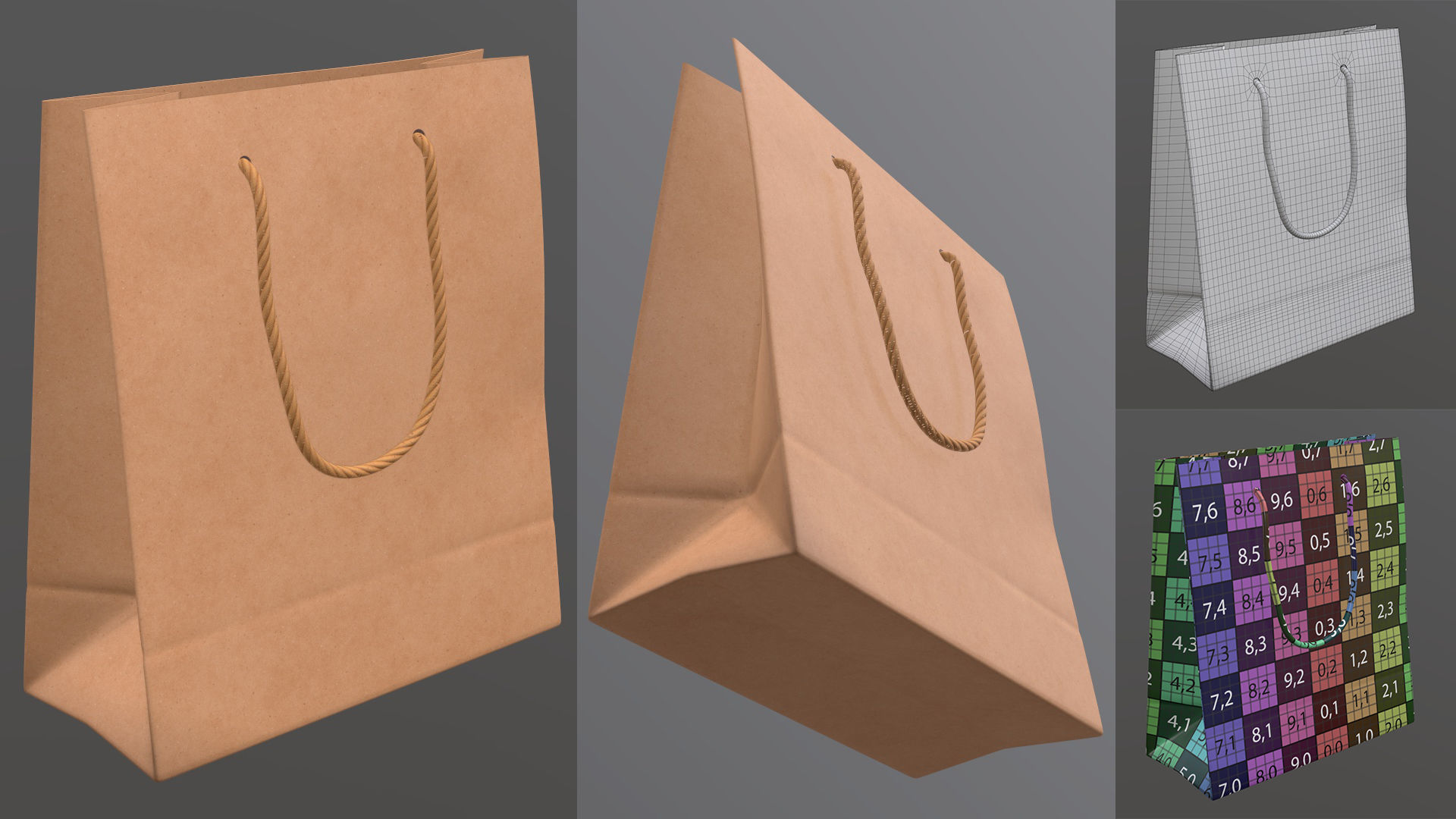 craft paper package bag with rope handle label mock-up 3D Model Collection_5