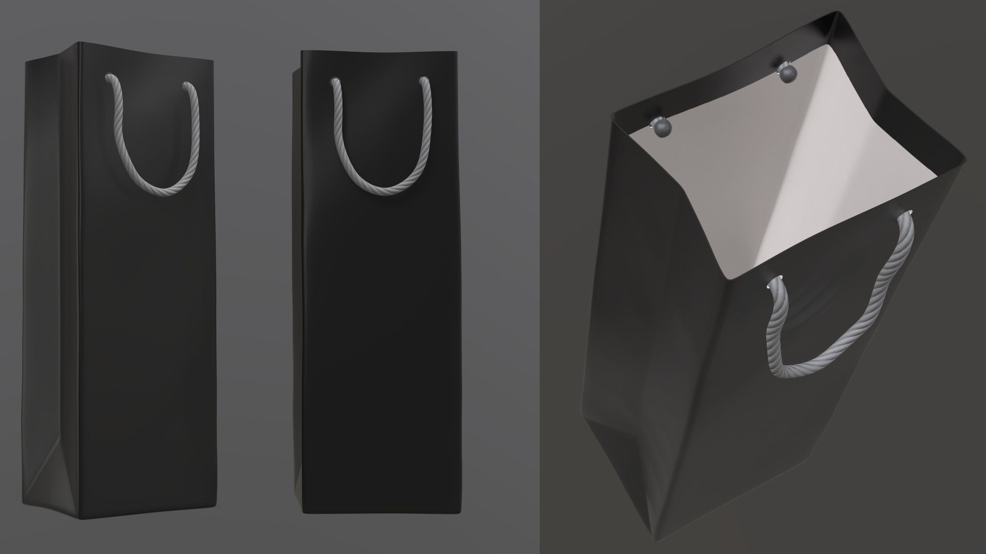 craft paper package bag with rope handle label mock-up 3D Model Collection_10