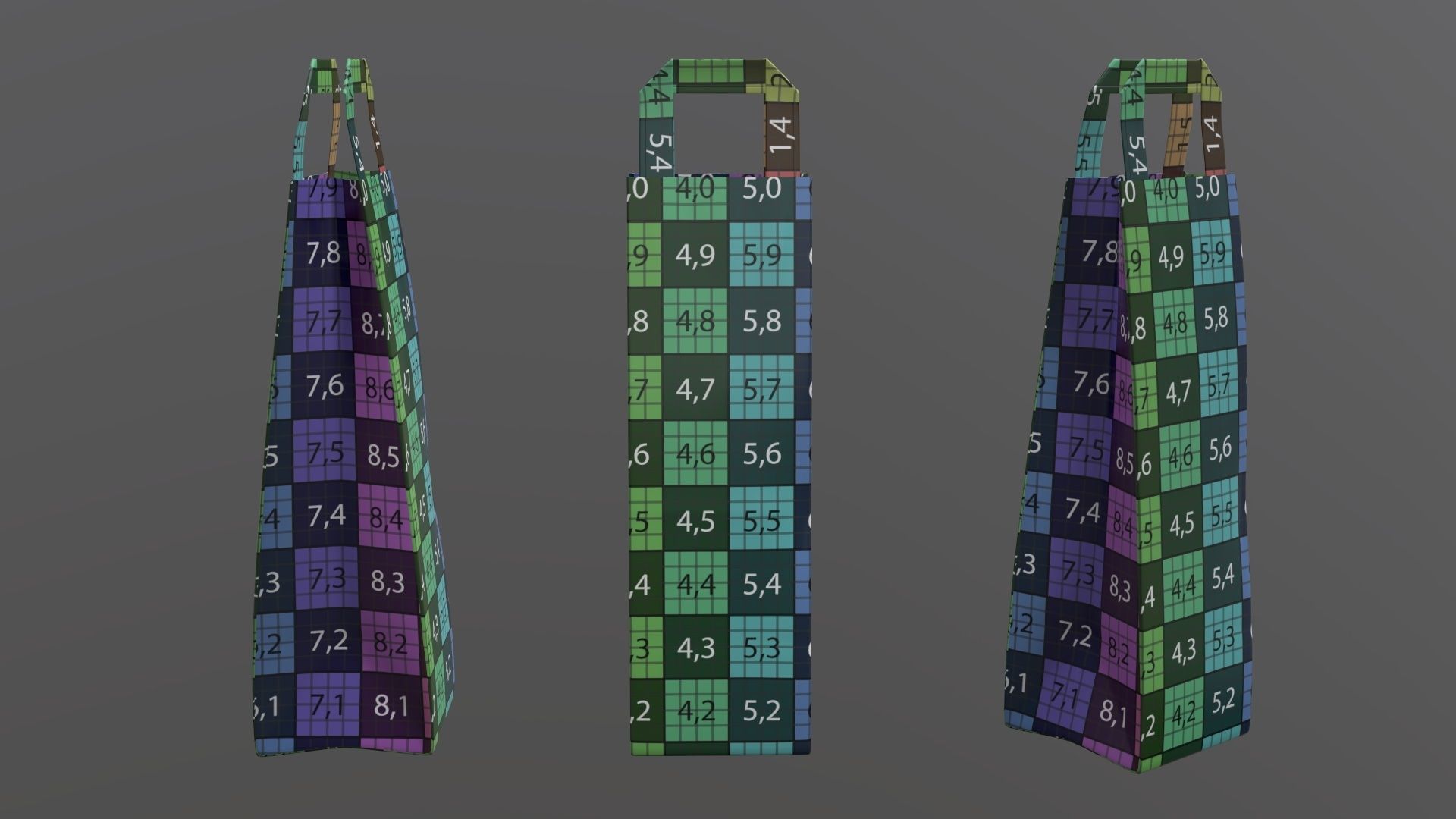 craft paper package bag with rope handle label mock-up 3D Model Collection_9