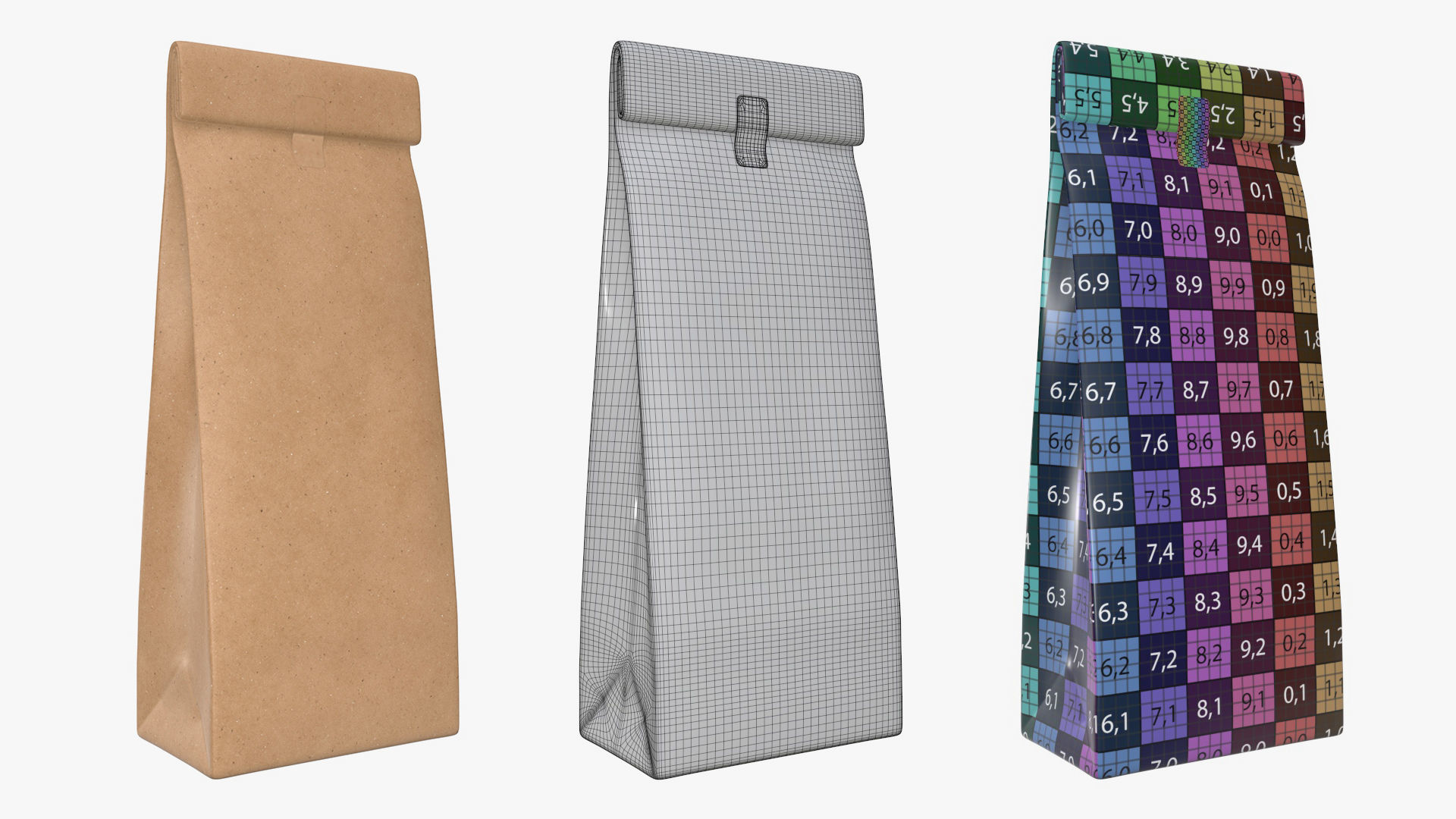 craft paper package bag with rope handle label mock-up 3D Model Collection_1