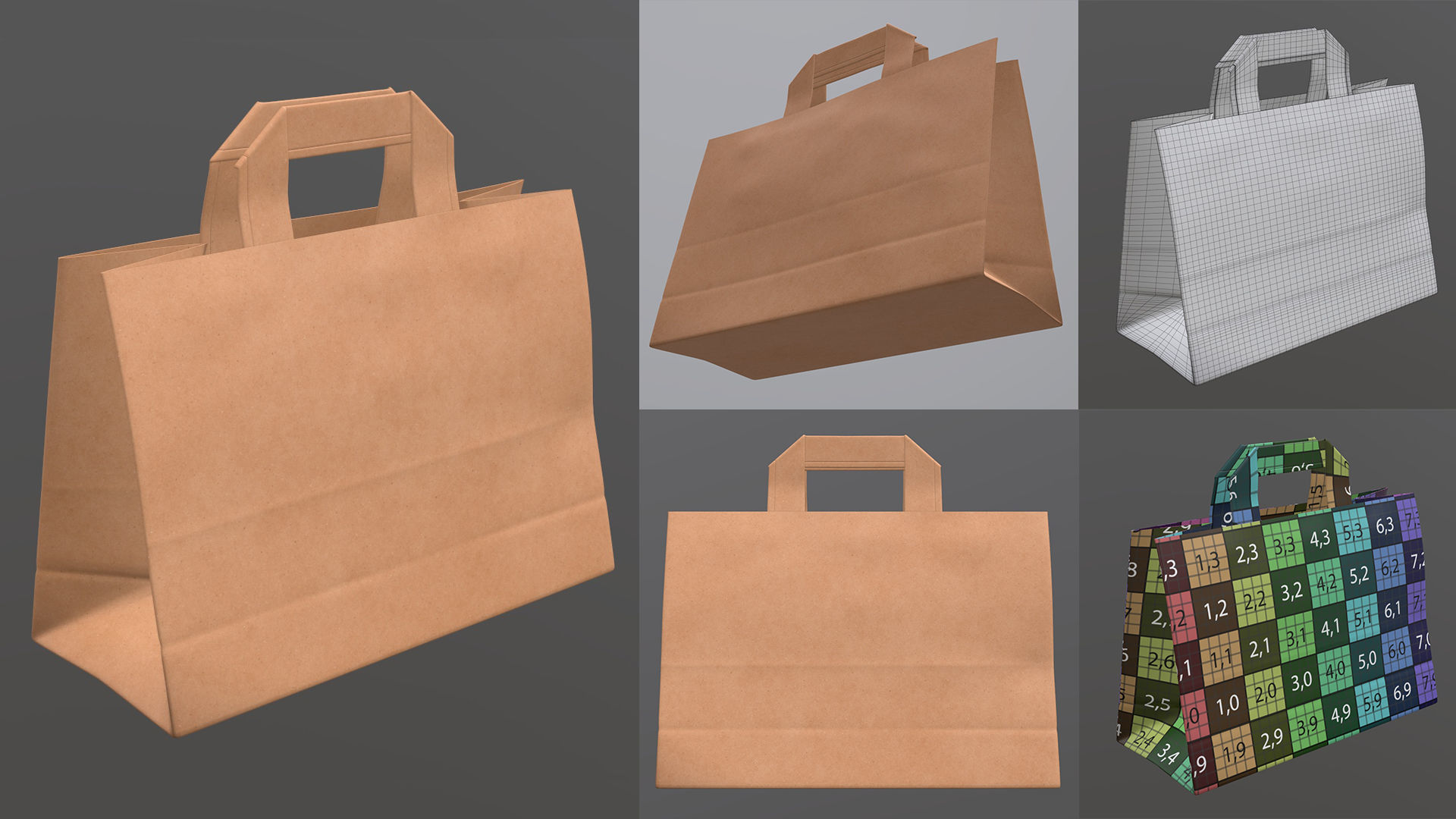 craft paper package bag with rope handle label mock-up 3D Model Collection_4