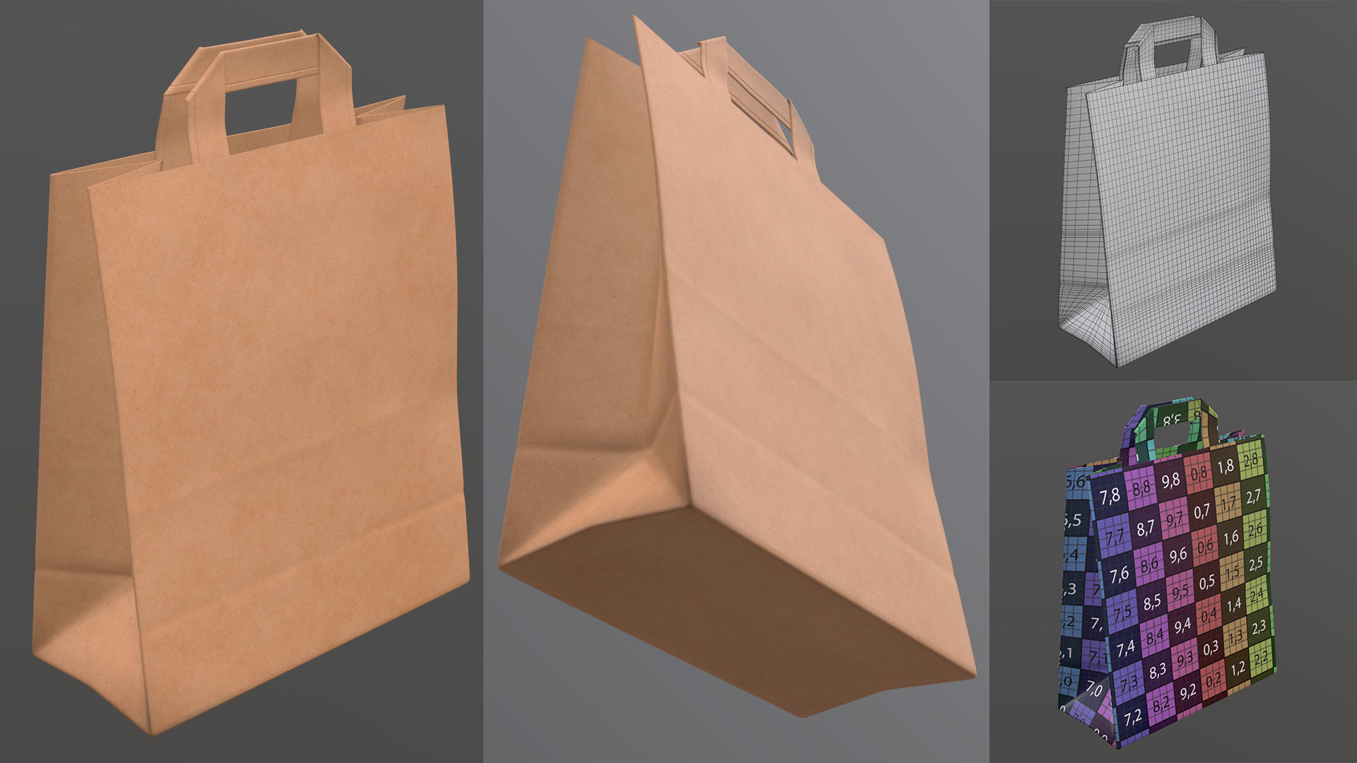 craft paper package bag with rope handle label mock-up 3D Model Collection_3