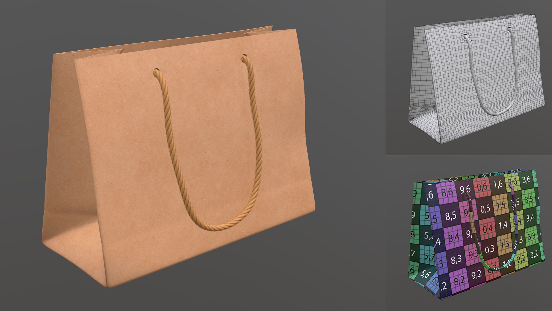 craft paper package bag with rope handle label mock-up 3D Model Collection_6