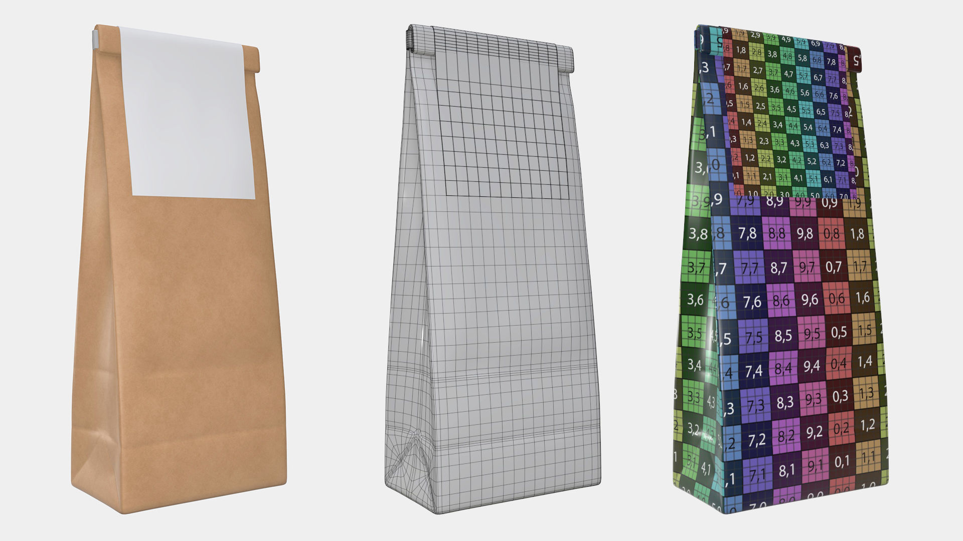 craft paper package bag with rope handle label mock-up 3D Model Collection_2