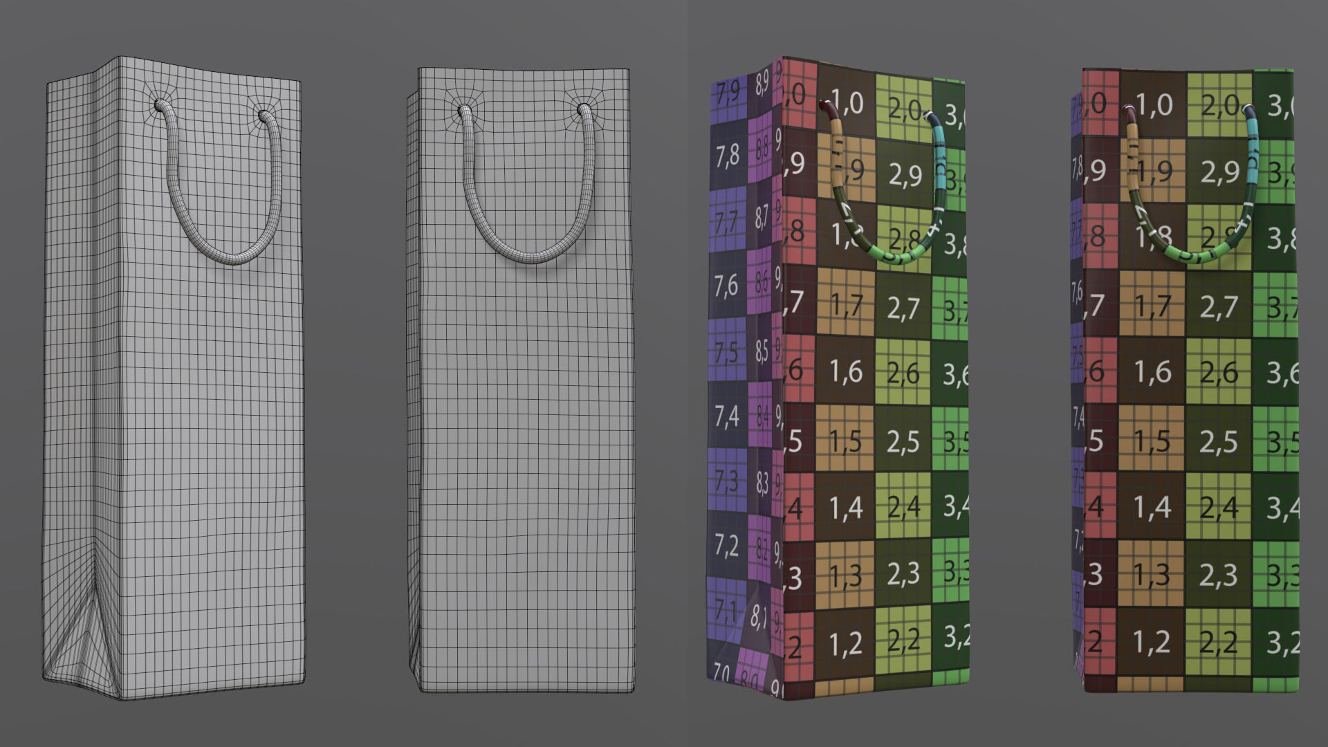 craft paper package bag with rope handle label mock-up 3D Model Collection_11