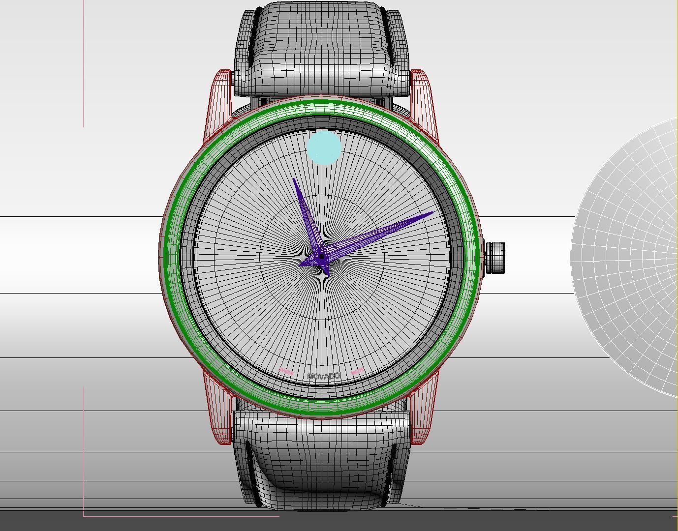 Movado Red watch 3D model_7
