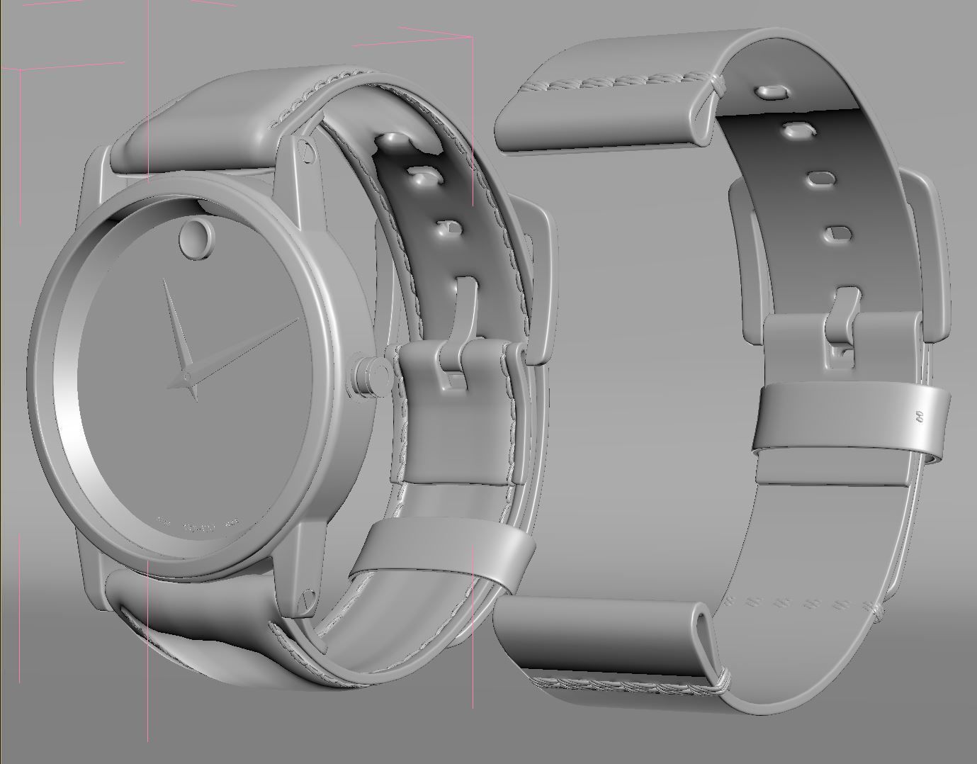 Movado Red watch 3D model_8