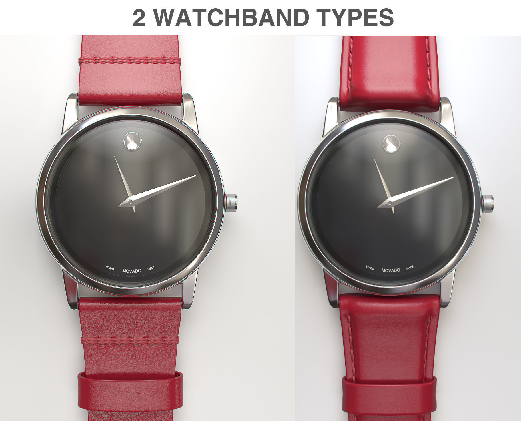 Movado Red watch 3D model_1