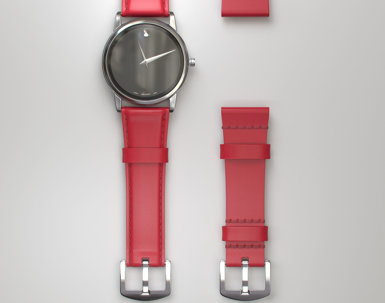 Movado Red watch 3D model_4