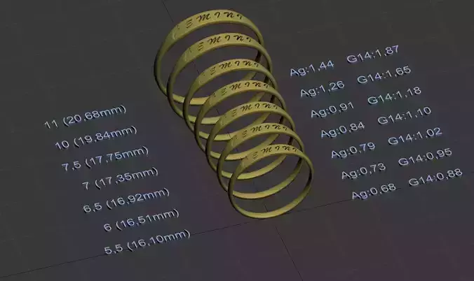 Gemini  jewelry ring with carved inscription 3D print model