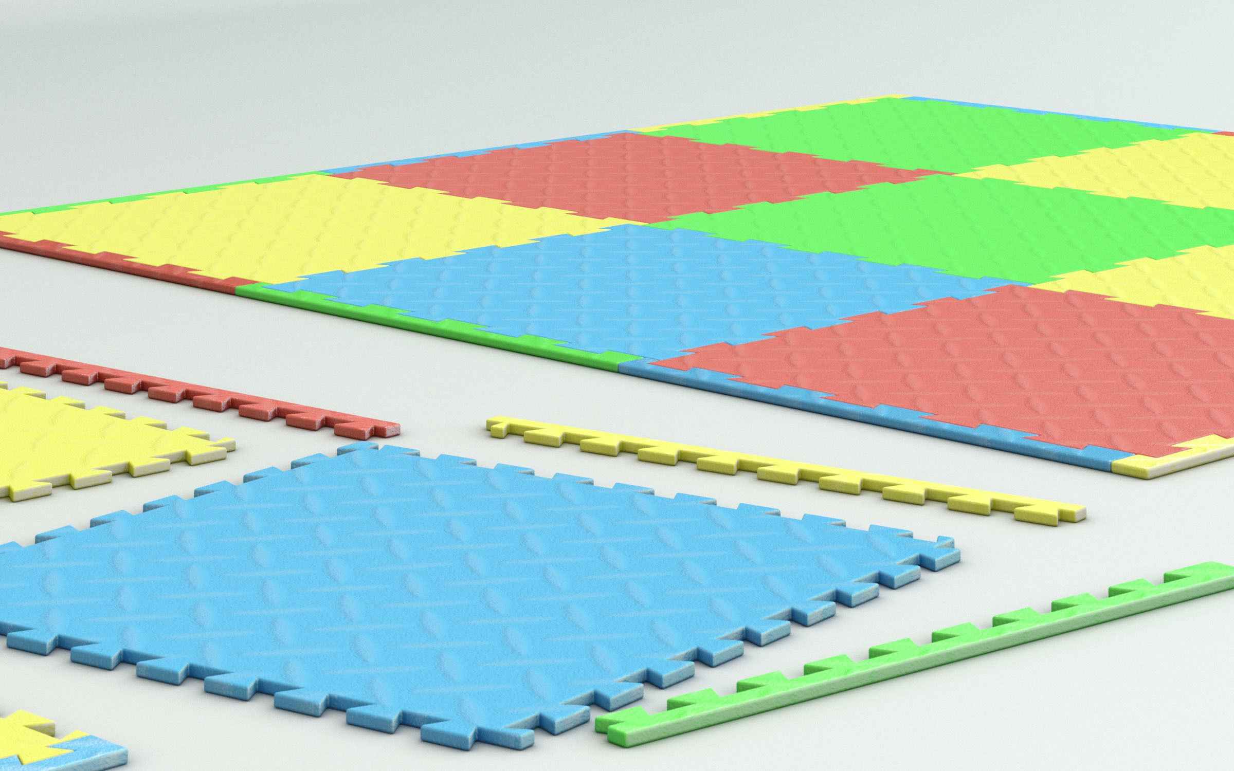 Childrens Playroom Foam Floor Tiles 3D model_7