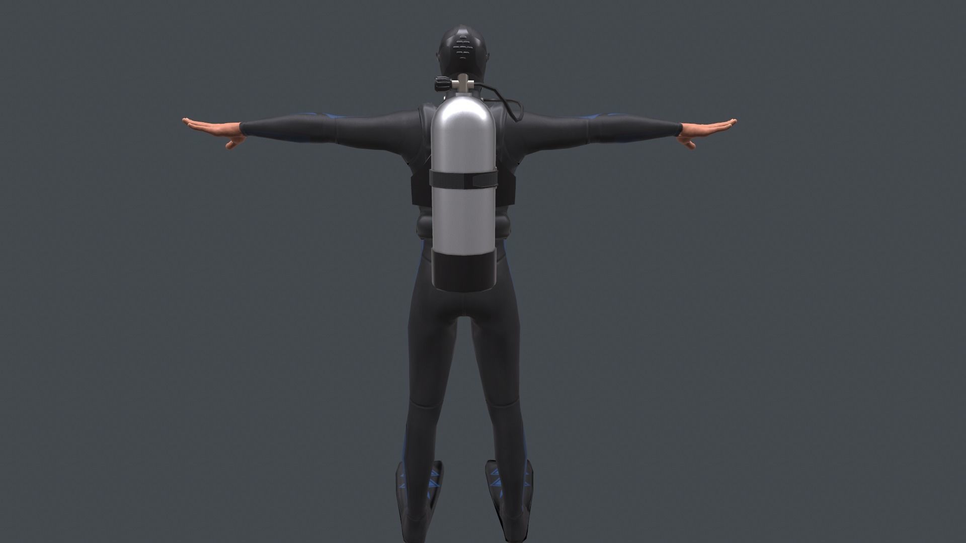 Scuba diver rigged Low-poly 3D model_3
