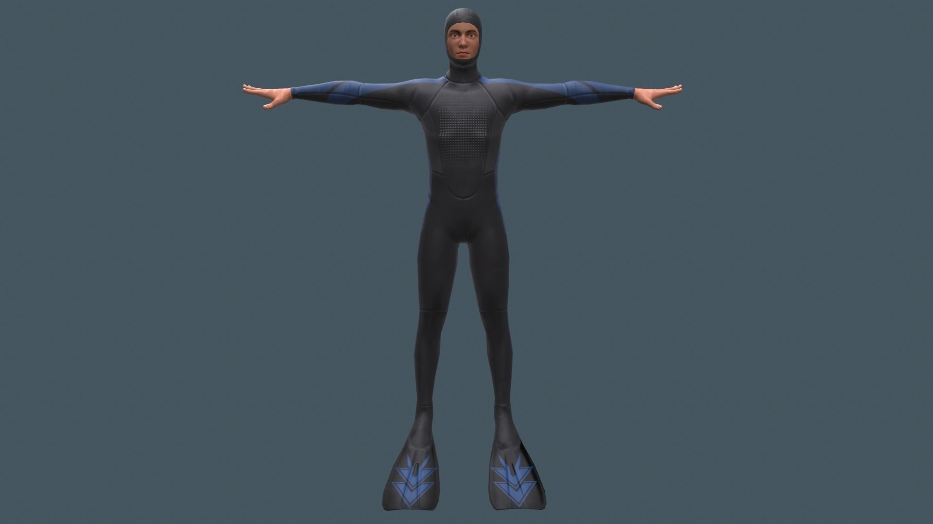 Scuba diver rigged Low-poly 3D model_10